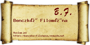 Benczkó Filoména névjegykártya